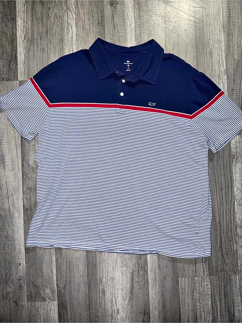 Vineyard Vines Performance Striped Polo Blue & White XL